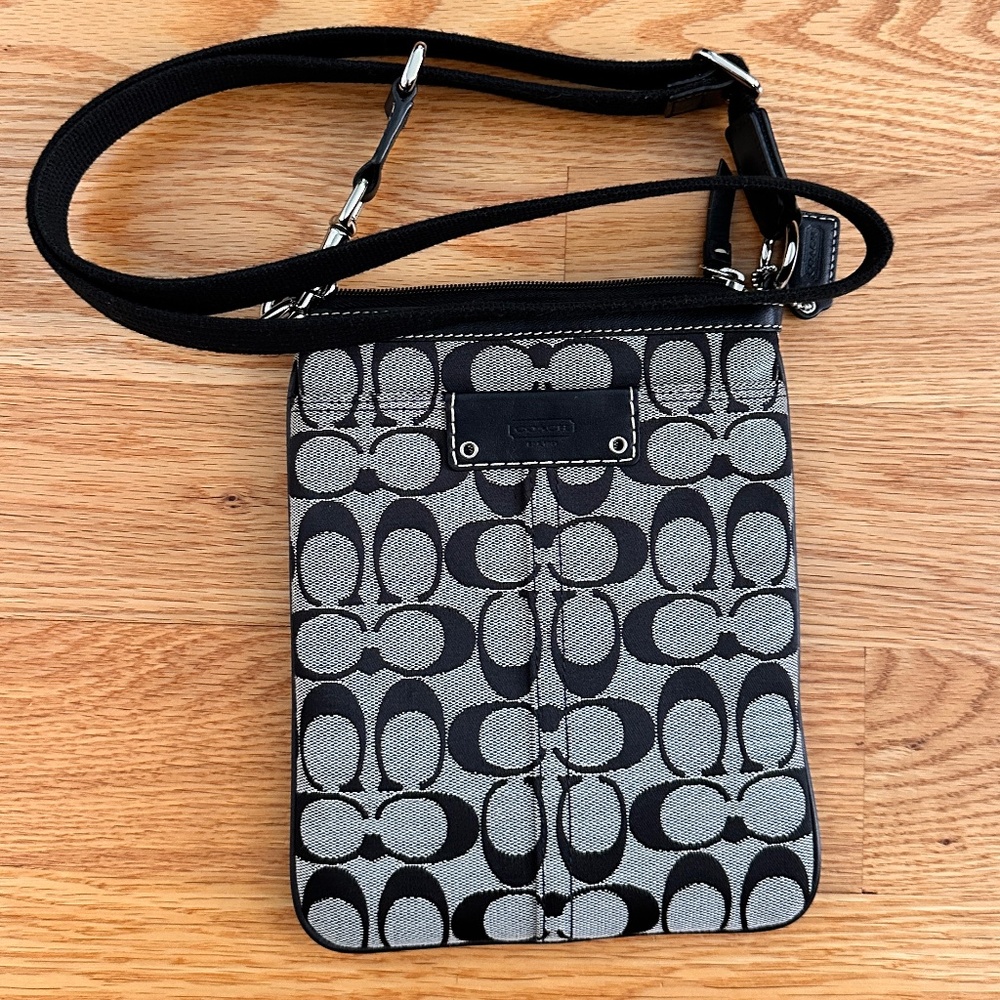 Coach Black Signature Canvas & Leather Crossbody Bag